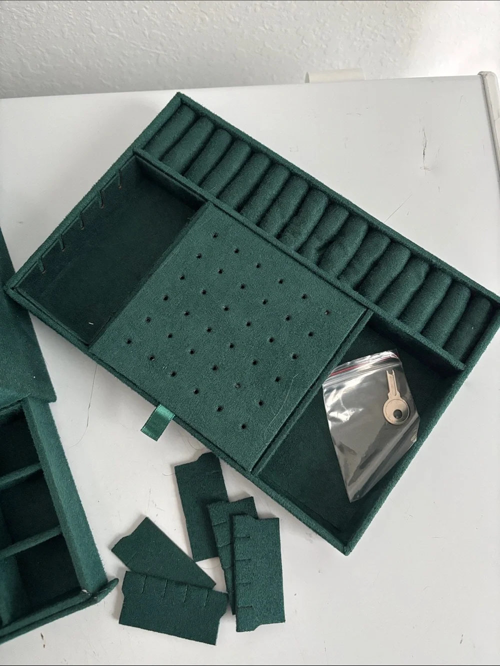 Green Felted Jewelry Box w/Key